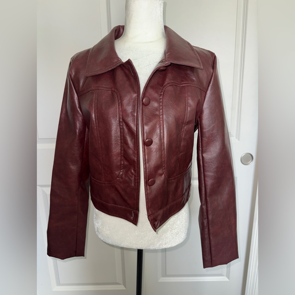 Women's Burgundy Leather Jacket